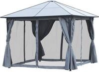 Outsunny Pavillon Gartenpavillon Partyzelt inkl. Seitenteile PC-Dach Aluminium 3 x 3