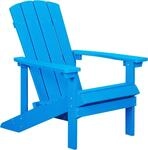 BELIANI Gartenstuhl Blau Kunstholz breite Armlehnen Muskoka Adirondack Stil...