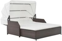 vidaXL 2-Personen-Sonnenliege mit Sonnendach Poly Rattan Braun