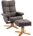HOMCOM Relaxsessel mit Hocker Fernsehsessel 360&deg; drehbar Liegefunktion Braun - Braun