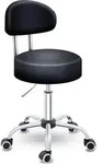 TRESKO&reg; Rollhocker mit Lehne 150 kg Schwarz | Arbeitshocker h&ouml;henverstellbar 46-58
