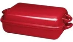 Riess Bratpfanne mit Deckel 37x26cm Rot Emaille - Rot