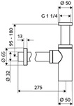 Schell Varia Design-Sifon 5/4 Zoll ohne Ventil, Wandrohr 32x275mm, Chrom, 1 Stk. -