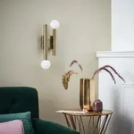 BRILLIANT Lampe Lucky Wandleuchte 2flg messing antik | 2x QT14, G9, 18W, geeignet