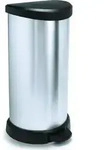 DECOBIN Abfalleimer 40L mit Fu&szlig;pedal silber metallic - Silber