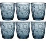 Bormioli Rocco Wassergl&auml;ser Diamond Blau 300 ml - 6 St&uuml;cke - Blau