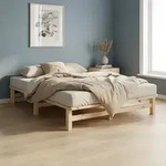 Homestyle4u Holzbett 140x200 mit Lattenrost Massivholzbett Palettenbett
