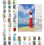 SANILO&reg; Duschvorhang Leuchtturm 180 x 200 cm - Blau/Rot/Beige