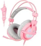 SADES A6 Gaming Headset, wei&szlig;/pink, USB, kabelgebunden, 7.1 Surround Sound, Over