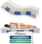 AM Qualit&auml;tsmatratzen | Latex-Taschenfederkernmatratze 90x200 cm - H2 -...