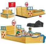 KIDIZ&reg; Sandkasten Ahoi Piratenschiff Holz, inkl. Abdeckung, Sitzbank &...
