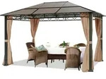 Gartenpavillon 3x4 m wasserdicht ALU Deluxe Pavillon mit 4 Seitenteilen Partyzelt in