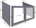 3 Seitenteile Rank Anbau Pavillon 3x4m Anthrazit Grau mit PE Fenster - Grau
