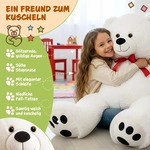 Monzana Teddyb&auml;r XL 100 cm Wei&szlig;, gro&szlig;es Kuscheltier aus Pl&uuml;sch - Wei&szlig;