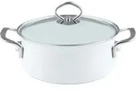Riess Kasserolle mit Glasdeckel 16 cm 1 Liter aus Emaille in Articweiss - Wei&szlig;