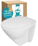 Calmwaters&reg; Erh&ouml;htes Wand WC sp&uuml;lrandlos Modern Plus mit Toilettendeckel, +6...