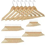 Relaxdays Kleiderb&uuml;gel Set, 48 Hosenb&uuml;gel aus Holz, Garderobenb&uuml;gel, Haken 360&deg;