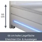 Juskys Boxspringbett Norfolk 180 x 200 cm &ndash; LED Beleuchtung, Bonell-Matratzen,