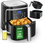 Aigostar Cube Hei&szlig;luftfritteuse 7L 1900W LED Display Schwarz - Schwarz