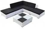 vidaXL 6-tlg. Garten-Lounge-Set mit Auflagen Poly Rattan Wei&szlig; - Wei&szlig;