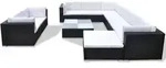 vidaXL 10-tlg. Garten-Lounge-Set mit Auflagen Poly Rattan Schwarz - Schwarz