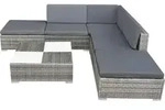 vidaXL 6-tlg. Garten-Lounge-Set mit Auflagen Poly Rattan Grau - Grau
