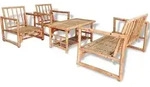 vidaXL 4-tlg. Garten-Lounge-Set mit Auflagen Bambus - Braun