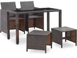 vidaXL 5-tlg. Garten-Essgruppe mit Auflagen Poly Rattan Braun - Braun