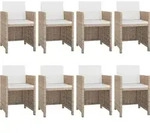 vidaXL 9-tlg. Garten-Essgruppe mit Auflagen Poly Rattan Beige - Beige