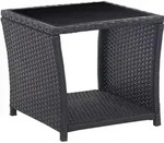 vidaXL 3-tlg. Bistro-Set mit Auflagen Poly Rattan Schwarz - Schwarz
