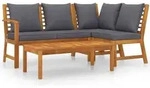 vidaXL 4-tlg. Garten-Lounge-Set mit Auflagen Massivholz Akazie - Grau