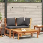 vidaXL 3-tlg. Garten-Lounge-Set mit Dunkelgrauem Kissen Akazienholz - Braun