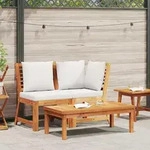 vidaXL 3-tlg. Garten-Lounge-Set mit Creme Kissen Akazie Massivholz - Braun