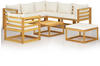 vidaXL 8-tlg. Garten-Lounge-Set mit Auflagen Creme Massivholz Akazie