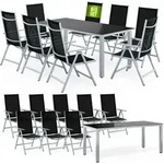 CASARIA&reg; Gartenm&ouml;bel Set 8 St&uuml;hle mit Tisch 190x90cm Aluminium...