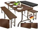 KESSER&reg; Bierzeltgarnitur 3-teilig Set Tisch & 2x Bank | Buffettisch f&uuml;r drinnen &
