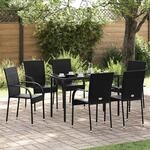 vidaXL Stapelbare Gartenst&uuml;hle 6 Stk. Poly Rattan Schwarz