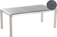BELIANI Gartentisch Grau Sicherheitsglas Edelstahl 180 x 90 cm Poliert Modern...