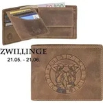 Greenburry Geldb&ouml;rse Herren Leder braun antik Vintage mit Sternzeichen Motiv