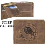 Greenburry Geldb&ouml;rse Herren Leder braun antik Vintage mit Sternzeichen Motiv STIER