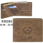 Greenburry Geldb&ouml;rse Herren Leder braun antik Vintage mit Sternzeichen Motiv KREBS