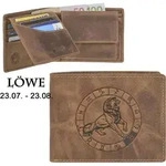 Greenburry Geldb&ouml;rse Herren Leder braun antik Vintage mit Sternzeichen Motiv L&Ouml;WE