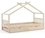 Hausbett Vitalispa Design Naturholz 90x200 cm mit G&auml;stebett, Model 35963 -...