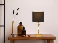 LED Tischlampe NANDOR mit Stoff Lampenschirm schwarz und beleuchtetem Gestell