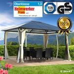 Alu Pavillon PREMIUM mit festem Dach 3x4m beige