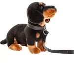 Uni-Toys - Dackel mit Leine - 27 cm (L&auml;nge) - Pl&uuml;sch-Hund - Pl&uuml;schtier,