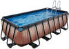 EXIT Wood Pool 400x200x100cm mit Sandfilterpumpe - braun