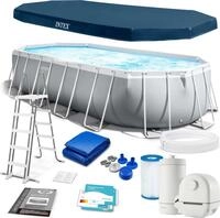 Intex 26798, 18202 l, Gerahmter Pool, Erwachsener & Kind, Leiter, Blau, Grau, 130,4