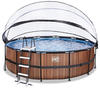 EXIT Wood Pool ø450x122cm mit Sandfilterpumpe und Abdeckung und Wärmepumpe -...
