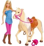 Barbie Puppe & Pferd (blonde Haare) - Silber